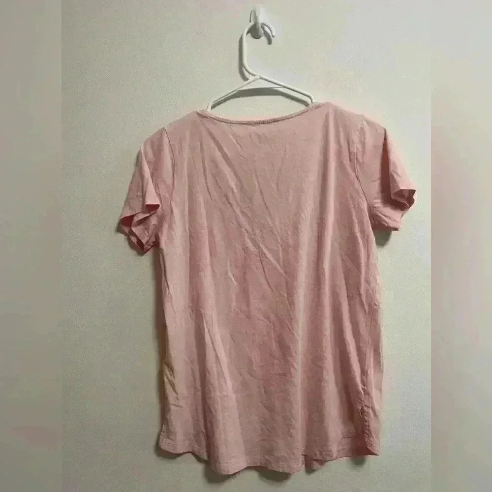 Michael Kors - Women’s Pink V-Neck CrossAccent 100% Cotton Short Sleeve - Size S